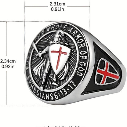 Stainless Steel Vintage Knight Templar Ring