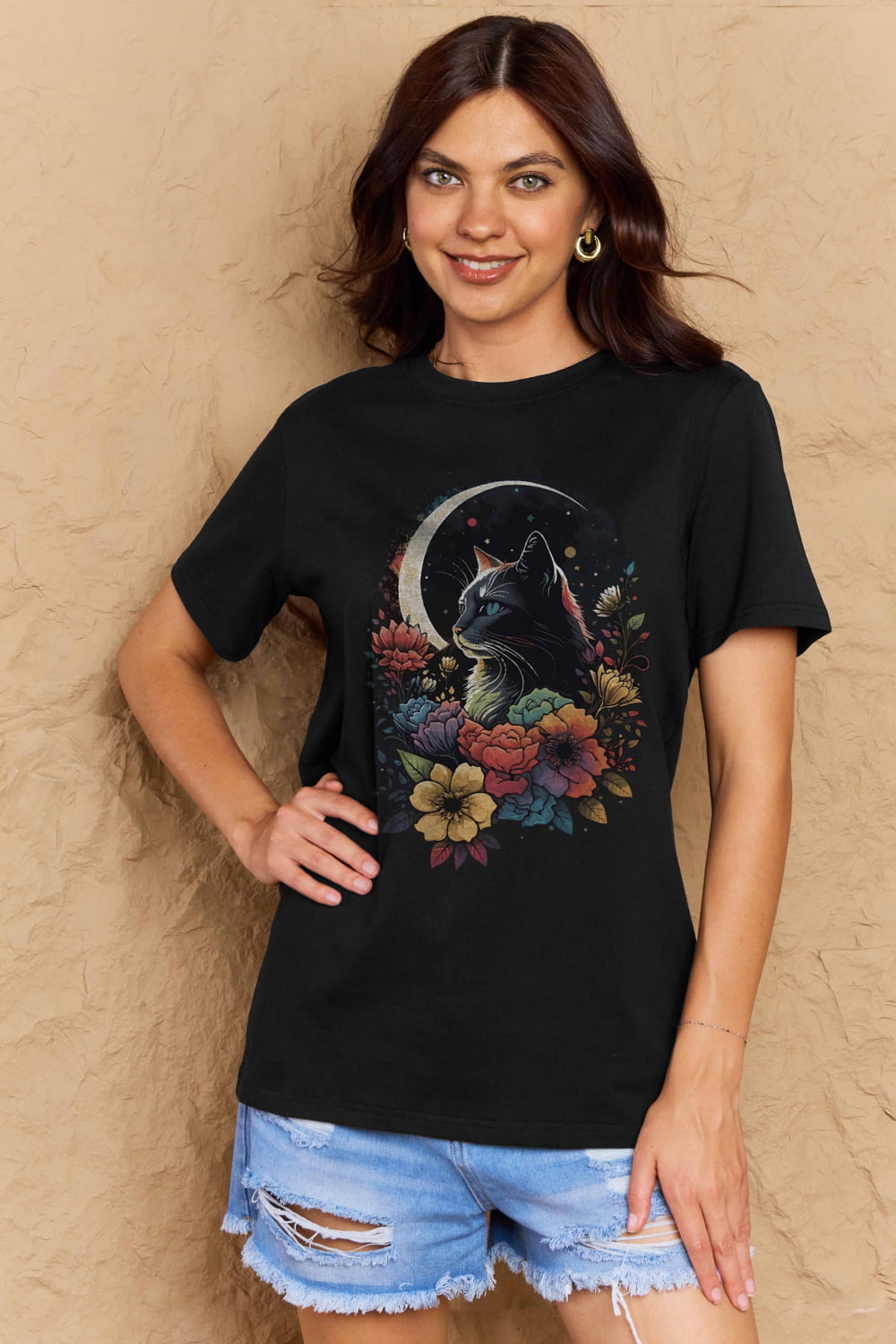 Simply Love Full Size Cat Graphic Cotton Tee - Treasured Gift's & More