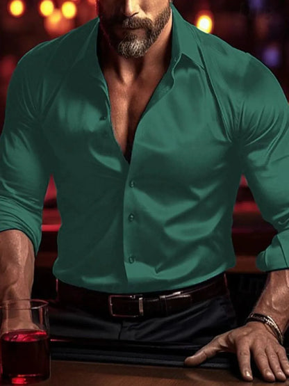 Men's Full Size Collared Neck Long Sleeve Shirt Plus Size - Treasured Gift's & More