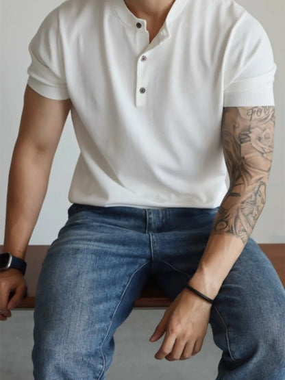 Men's Button Detail Short Sleeve T-Shirt - Treasured Gift's & More