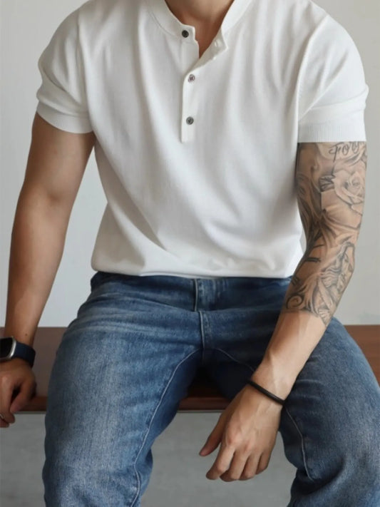 Men's Button Detail Short Sleeve T-Shirt - Treasured Gift's & More