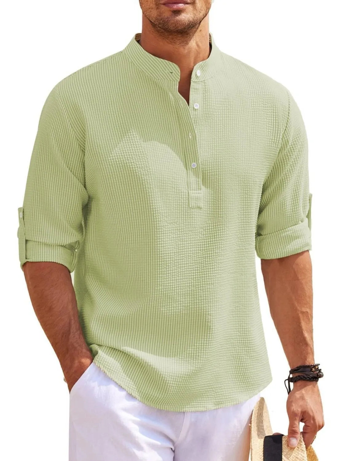 Men's Full Size Button Detail Long Sleeve Top Plus Size - Treasured Gift's & More