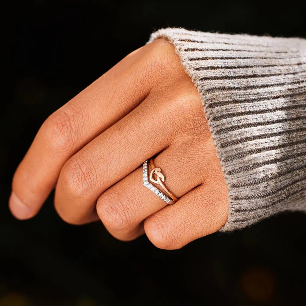Knotted Heart Shape Inlaid Zircon Ring - Treasured Gift's & More