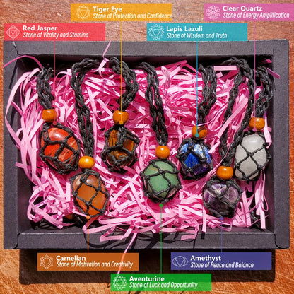 14Pcs Crystals Stone And Chakra Necklace Set