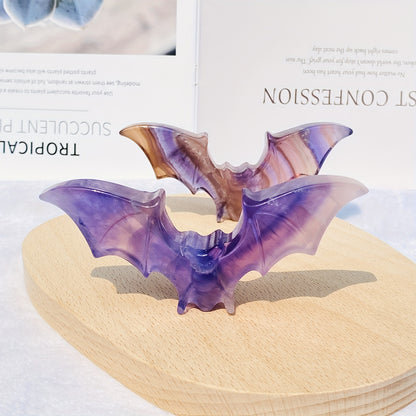1pc Natural Fluorite Bat Carving, Crystal