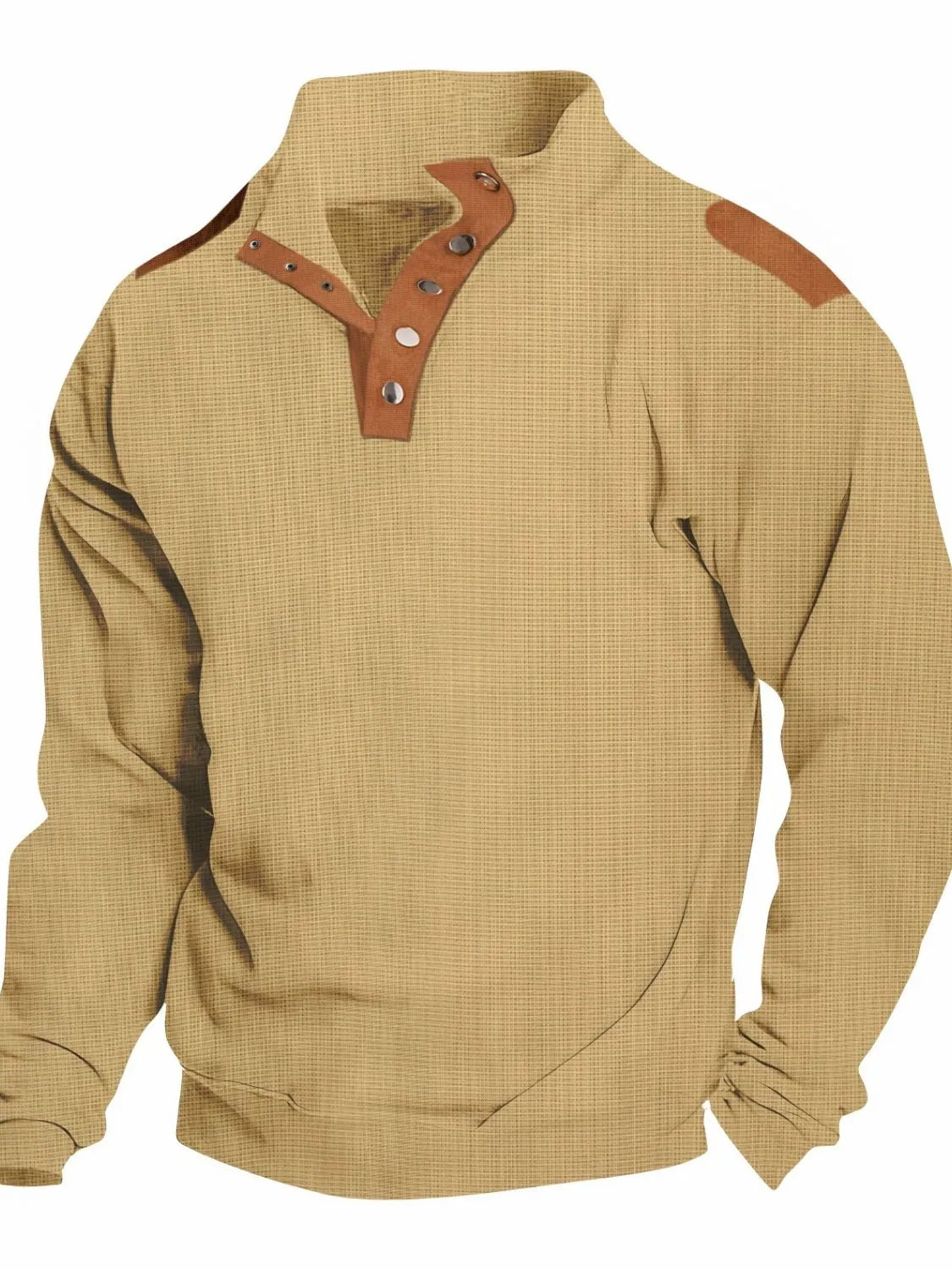 Men's Full Size Stand Collar Long Sleeve Polo Plus Size - Treasured Gift's & More