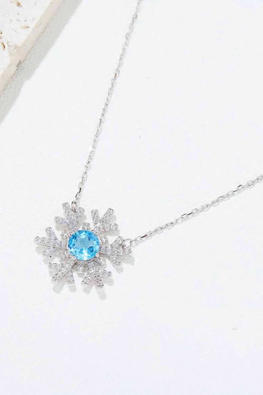 925 Sterling Silver Topaz Snowflake Shape Necklace - Treasured Gift's & More
