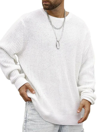 Men's Full Size Round Neck Long Sleeve Sweater Plus Size - Treasured Gift's & More