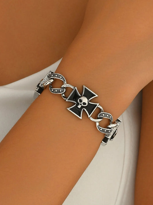 Gothic Skull Cross Chain Bracelet - Treasured Gift's & More