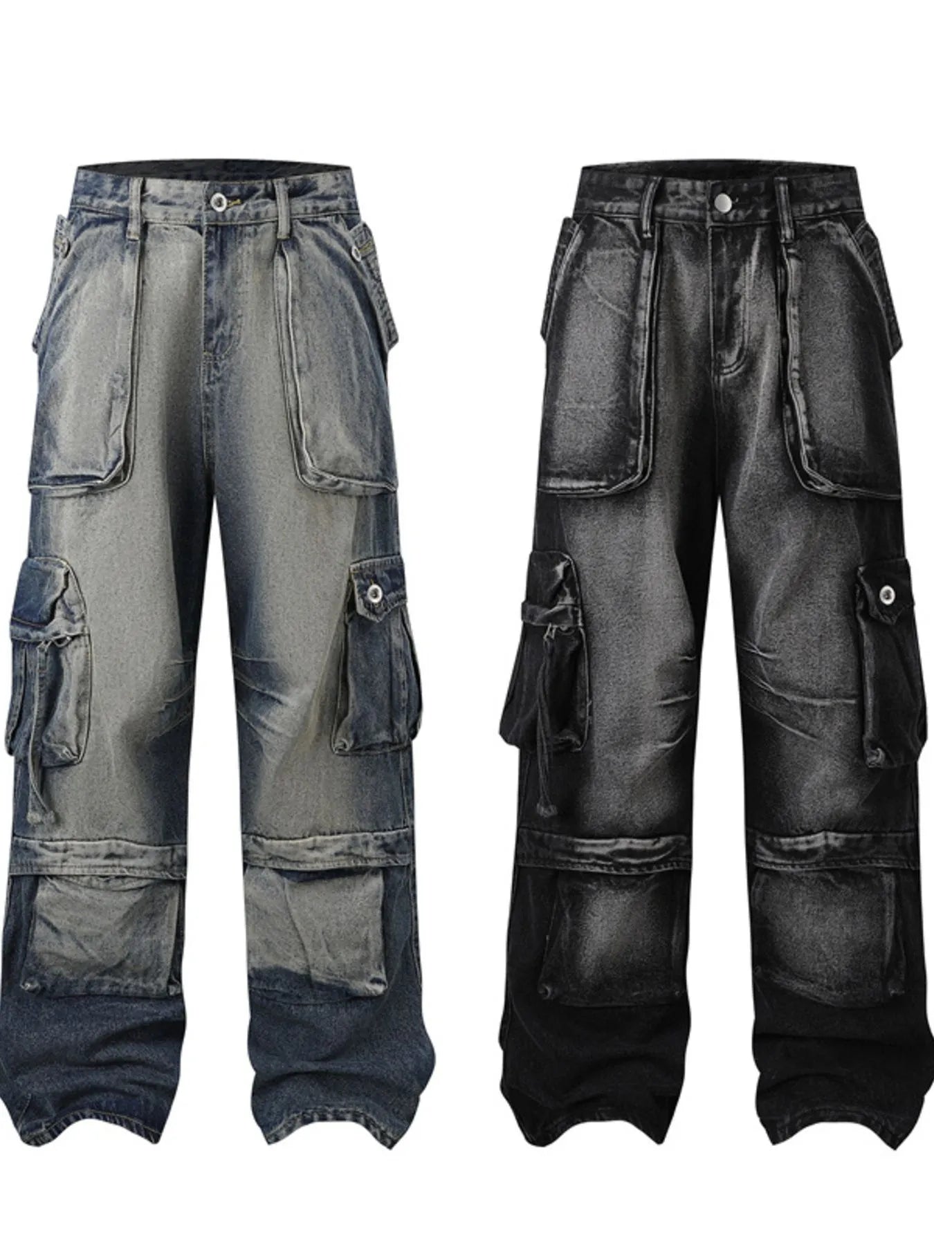 Men's Full Size Washed Cargo Jeans Plus Size - Treasured Gift's & More
