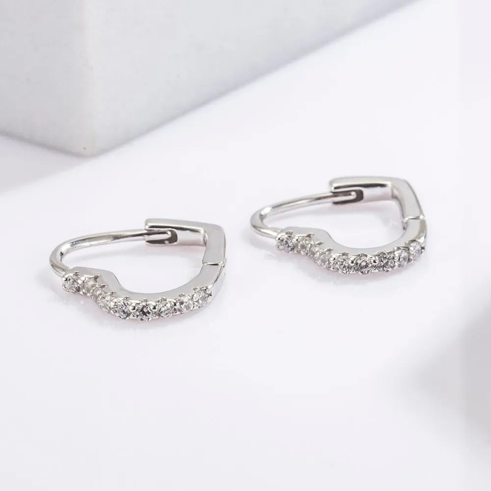 925 Serling Silver Zircon Heart Shape Earrings - Treasured Gift's & More