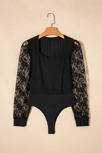 Eyelet Lace Long Sleeve Bodysuit - Treasured Gift's & More