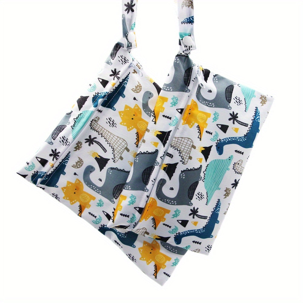 2 Pcs Durable Polyester Fiber Dinosaur Print Washable Bags