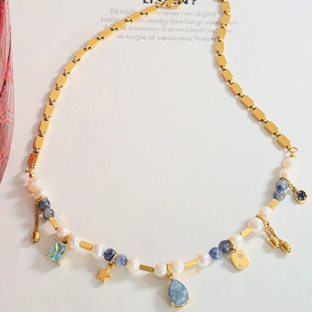 18K Gold-Plated Beaded Charm Necklace - Treasured Gift's & More