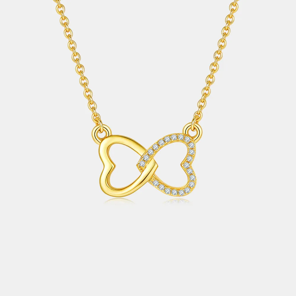 Moissanite 925 Sterling Silver Heart Bow Necklace - Treasured Gift's & More