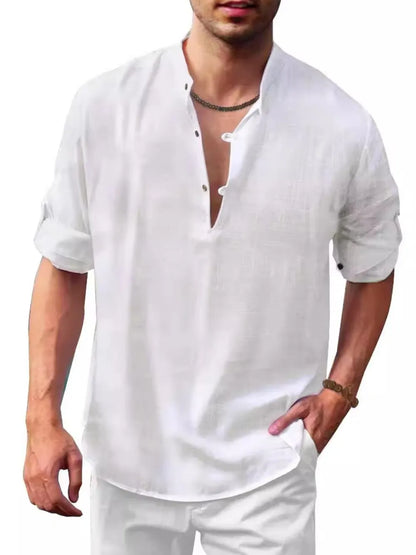 Men's Full Size Half Button Long Sleeve Shirt Plus Size - Treasured Gift's & More