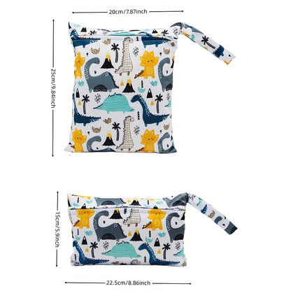 2 Pcs Durable Polyester Fiber Dinosaur Print Washable Bags
