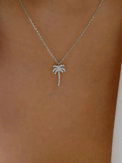 Zircon Palm Tree Pendant Necklace - Treasured Gift's & More