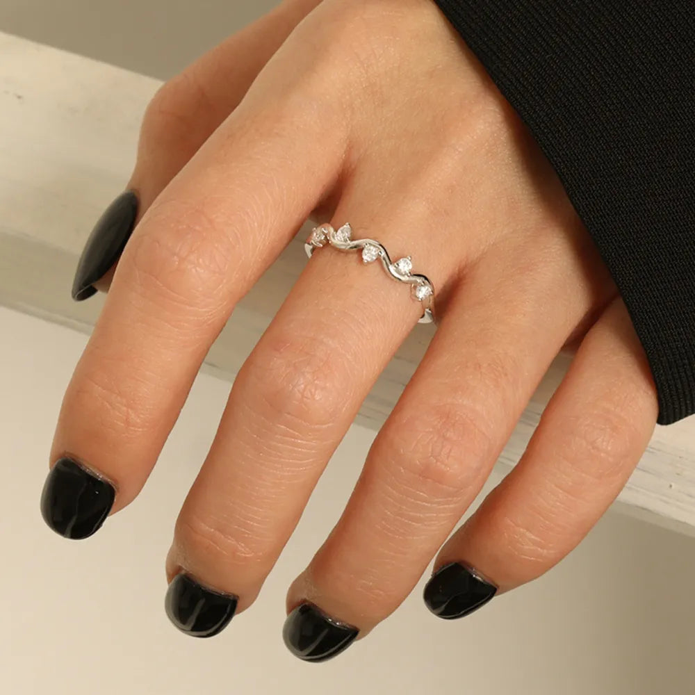 925 Sterling Silver Inlaid Zircon Ring - Treasured Gift's & More