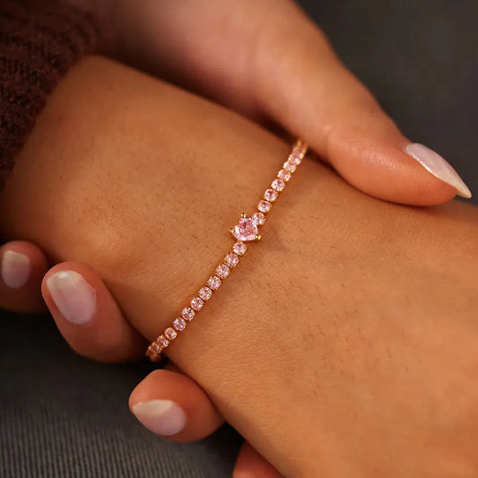 Heart Shape Inlaid Zircon 18K Gold-Plated Bracelet - Treasured Gift's & More