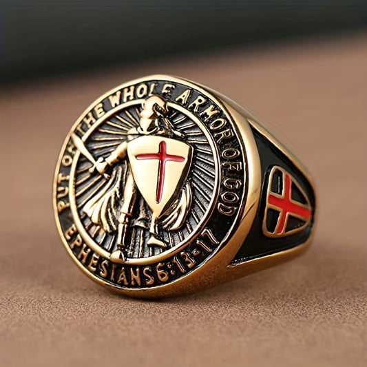 Stainless Steel Vintage Knight Templar Ring