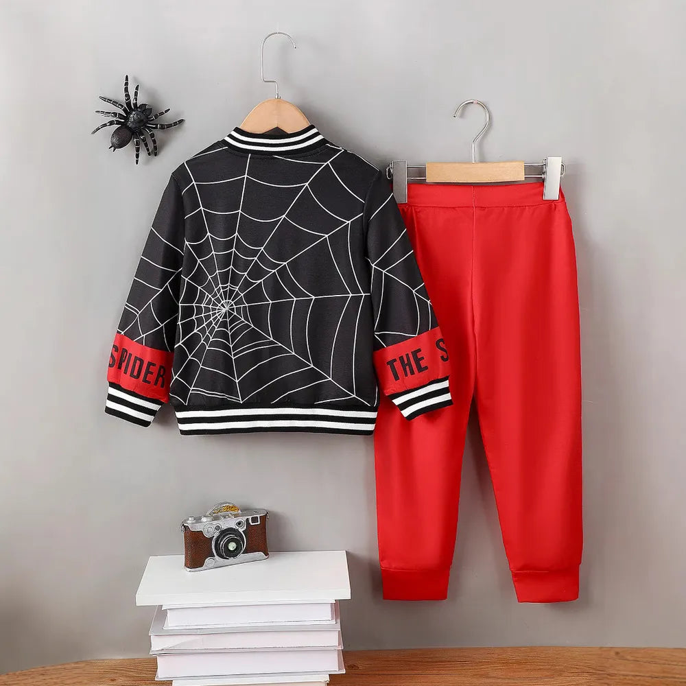 Spider Baseball Collar Top and Pants Set - Treasured Gift's & More