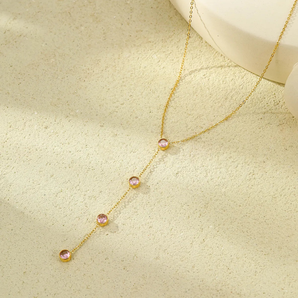 18K Gold-Plated Stainless Steel Zircon Y-Drop Necklace - Treasured Gift's & More