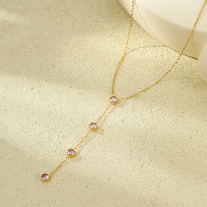 18K Gold-Plated Stainless Steel Zircon Y-Drop Necklace - Treasured Gift's & More
