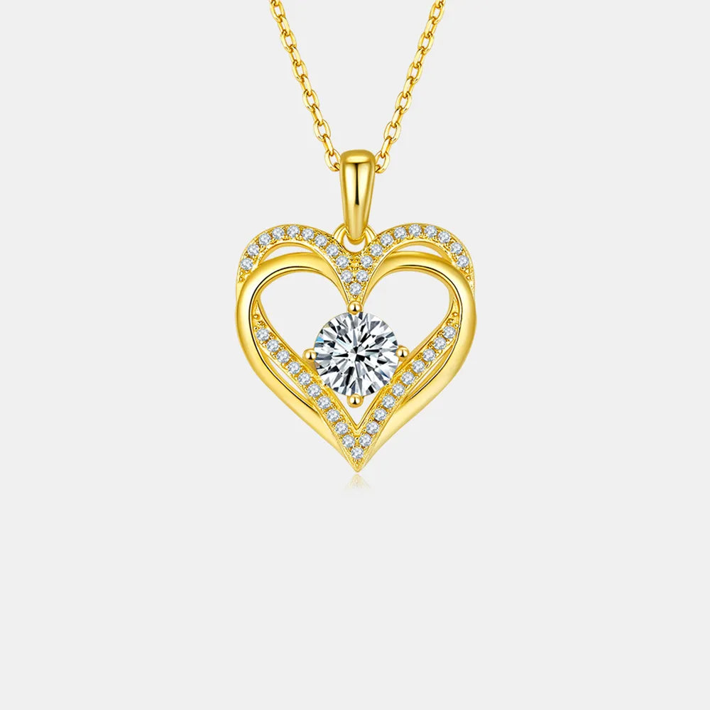 1.2 Carat Moissanite 925 Sterling Silver Heart Necklace - Treasured Gift's & More