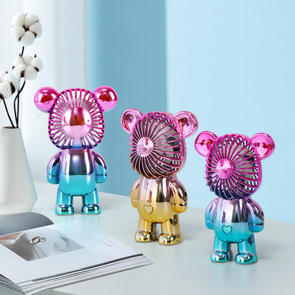 New Colorful Gradient Electroplating Bear Electric Fan - Just $18.32! Shop now at Treasured Gift's & More