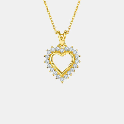 Moissanite 925 Sterling Silver Heart Pendant Necklace - Treasured Gift's & More
