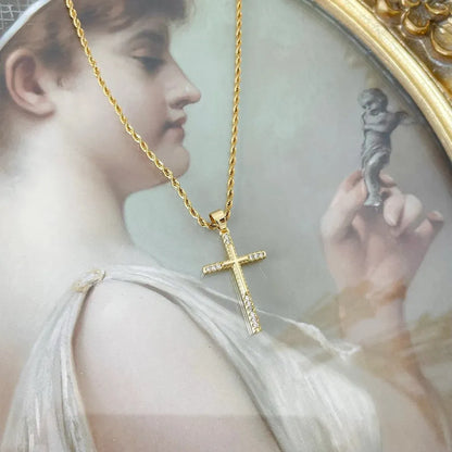 Stainless Steel Inlaid Zircon Cross Necklace - Treasured Gift's & More