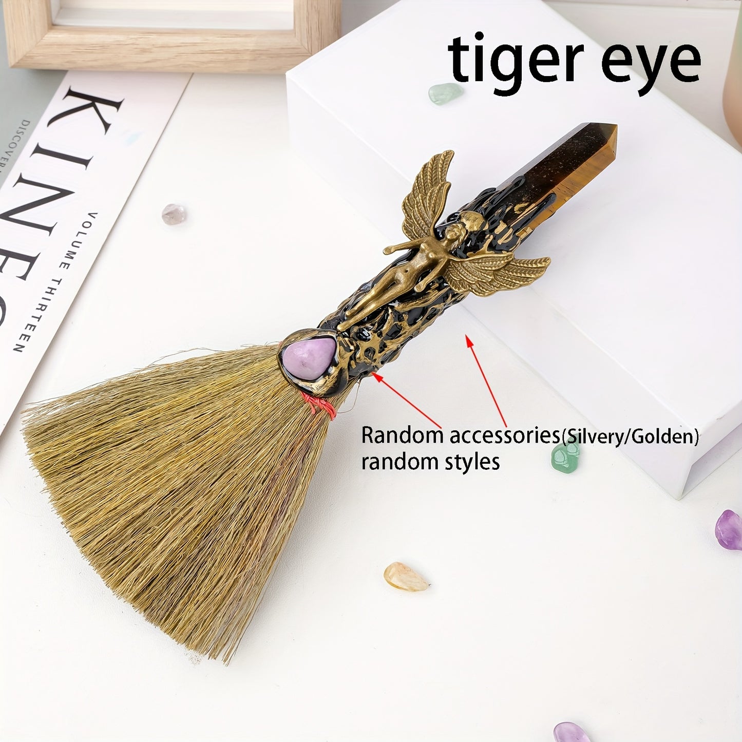 1PC Natural Crystal Point Wand Small Broom Tools