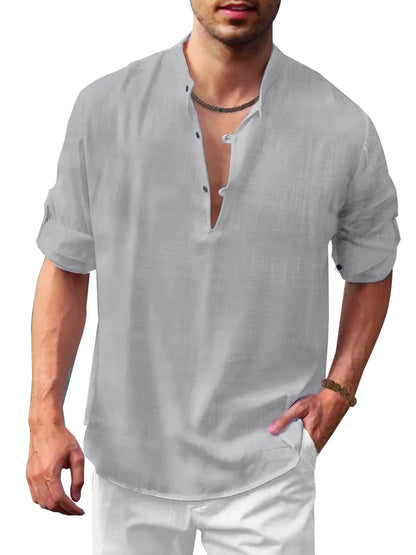 Men's Full Size Half Button Long Sleeve Shirt Plus Size - Treasured Gift's & More