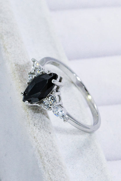 925 Sterling Silver Black Agate Ring - Treasured Gift's & More