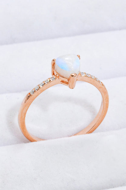 Natural Moonstone Heart 18K Rose Gold-Plated Ring - Treasured Gift's & More