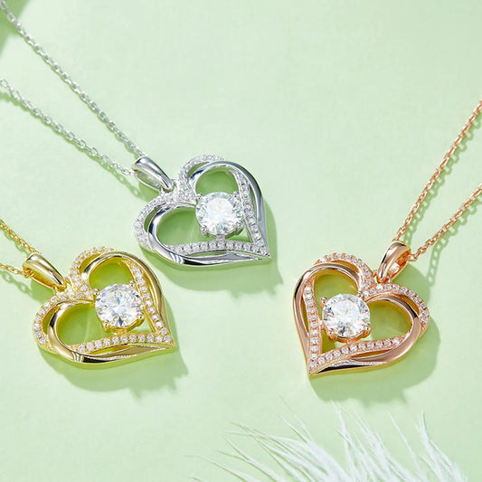 1.2 Carat Moissanite 925 Sterling Silver Heart Necklace - Treasured Gift's & More