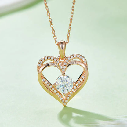 1.2 Carat Moissanite 925 Sterling Silver Heart Necklace - Treasured Gift's & More
