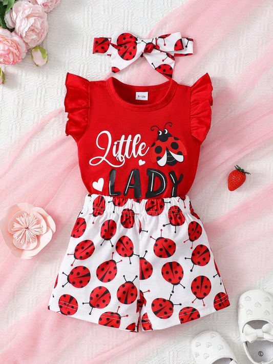 Children's Headband, Round Neck Ruffle Sleeve Top and Pants Set - Treasured Gift's & More