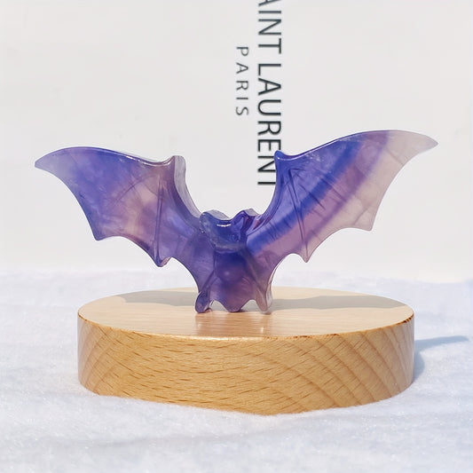 1pc Natural Fluorite Bat Carving, Crystal