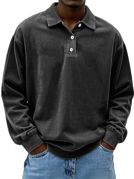 Men's Full Size Collared Neck Long Sleeve Polo Plus Size - Treasured Gift's & More