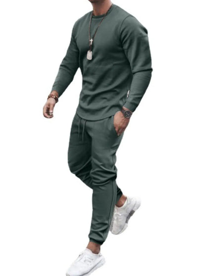 Men's Full Size Round Neck Long Sleeve Top and Pants Set Plus Size - Treasured Gift's & More