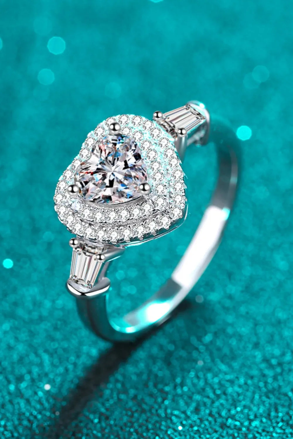 1 Carat Moissanite 925 Sterling Silver Heart Ring - Treasured Gift's & More