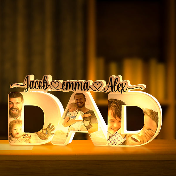 Custom Acrylic Family Photo Dad Night Light with Name