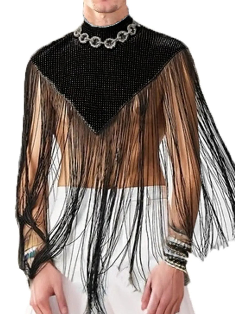 Men's Full Size Tassel Hem Mock Neck Cap Plus Size - Treasured Gift's & More
