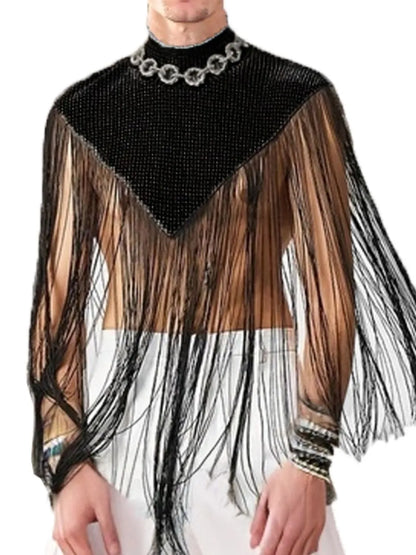 Men's Full Size Tassel Hem Mock Neck Cap Plus Size - Treasured Gift's & More