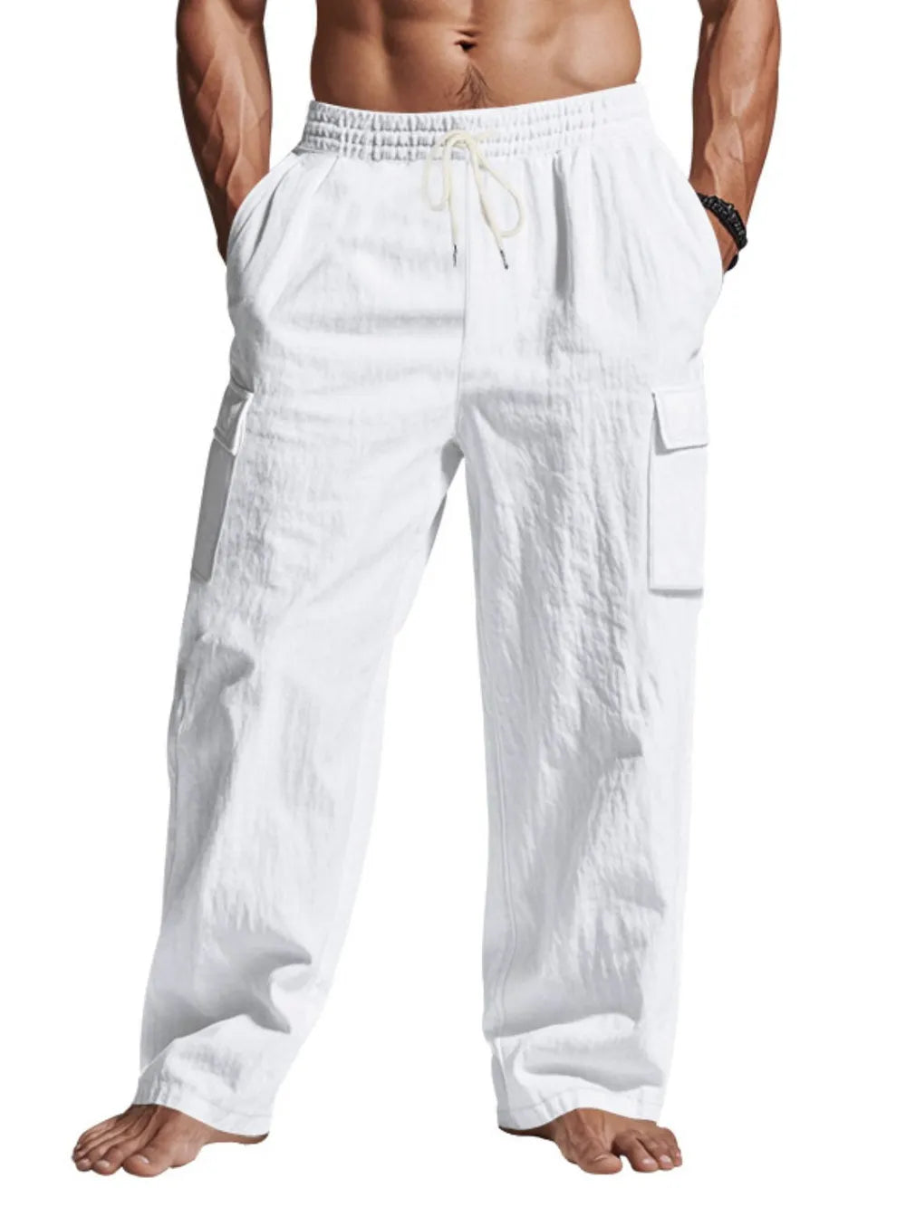 Men's Full Size Drawstring Pants with Pockets Plus Size - Treasured Gift's & More
