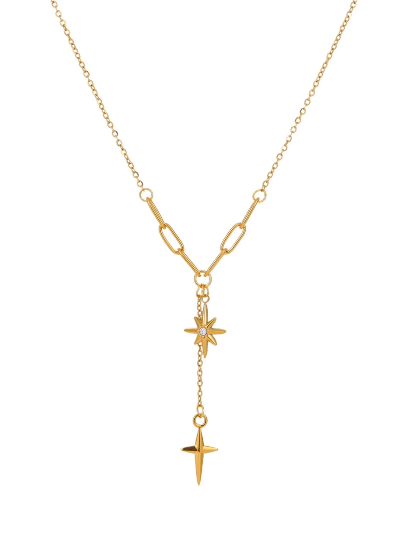 18K Gold-Plated Star Cross Pendant Necklace - Treasured Gift's & More