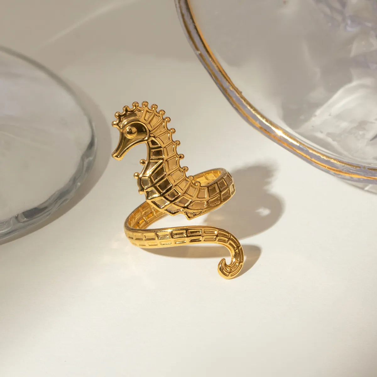 18K Gold-Plated Seahorse Wrap Adjustable Ring - Treasured Gift's & More