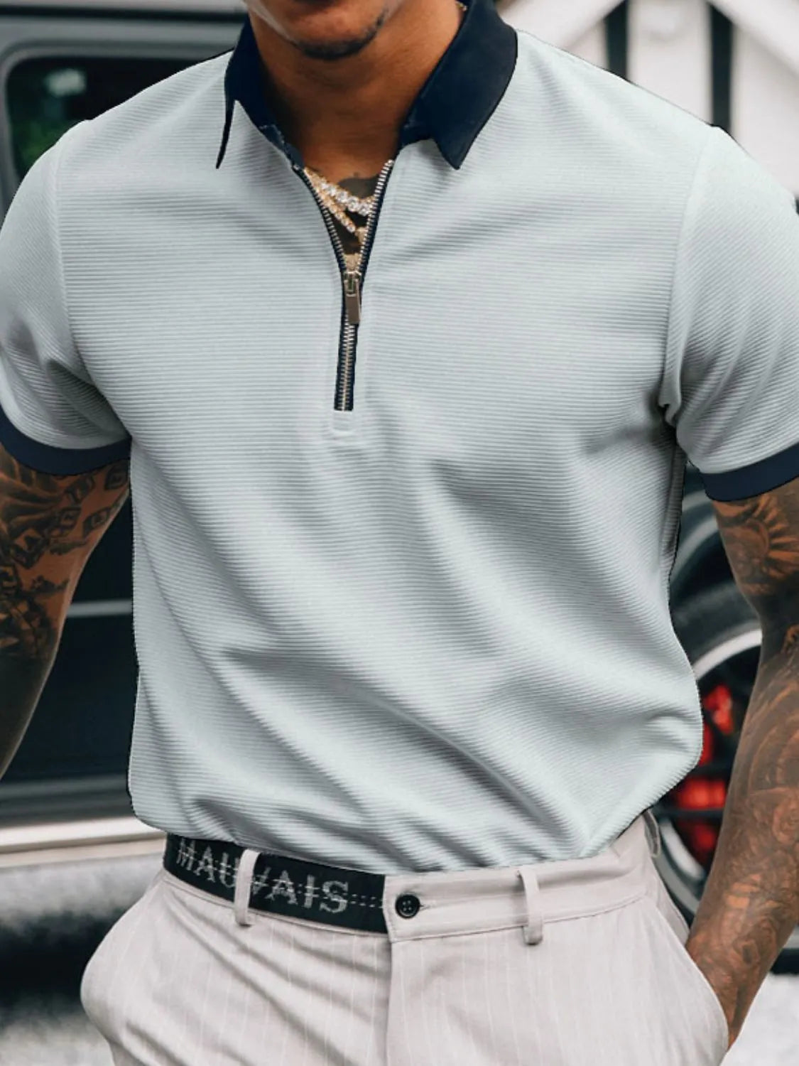 Men's Full Size Collared Neck Short Sleeve Polo Plus Size - Treasured Gift's & More